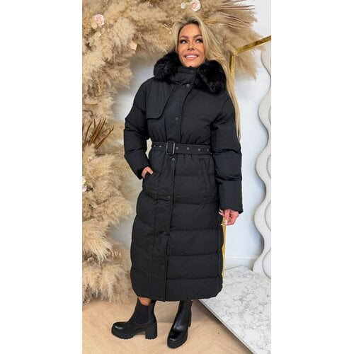 TREND BELT LONG WINTERJACKET 7523 BLACK