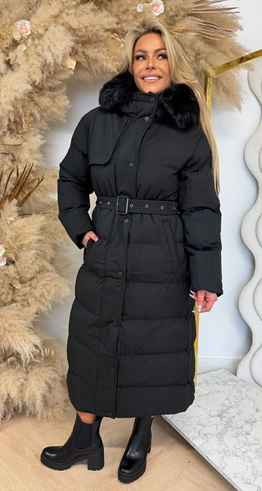 TREND BELT LONG WINTERJACKET 7523 BLACK