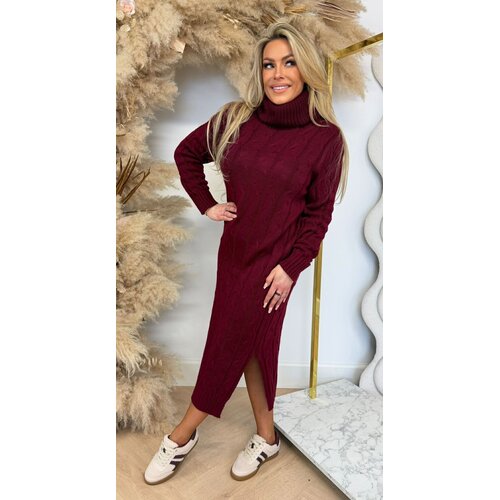 KABEL KOL DRESS LONG BORDEAUX