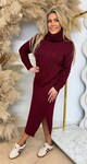 KABEL KOL DRESS LONG BORDEAUX