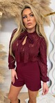 MONICA LACE PLAYSUIT BORDEAUX