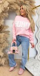 SOHO SOFT LACE TEKST SWEAT AM1000 BABYPINK