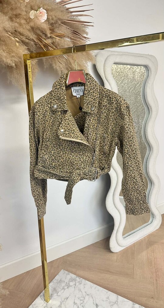 LEOPARD ZIP JACKET 10630 BEIGE/LEOPARD