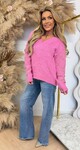 V SEQUIN SLEEVE SWEAT 381240 FUCSHIA V SEQUIN SLEEVE SWEAT 381240 FUCSHIA