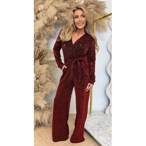 MIDNIGHT SPARKLE LONGSLEEVE JUMPSUIT RED MIDNIGHT SPARKLE LONGSLEEVE JUMPSUIT RED