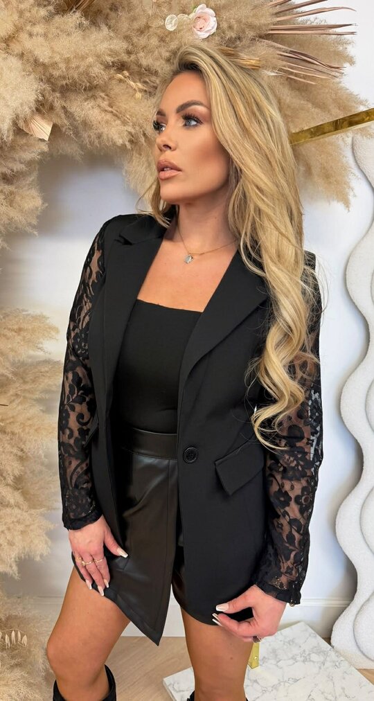 LACE SLEEVE BLAZER 5194 / 3394 BLACK LACE SLEEVE BLAZER 5194 / 3394 BLACK