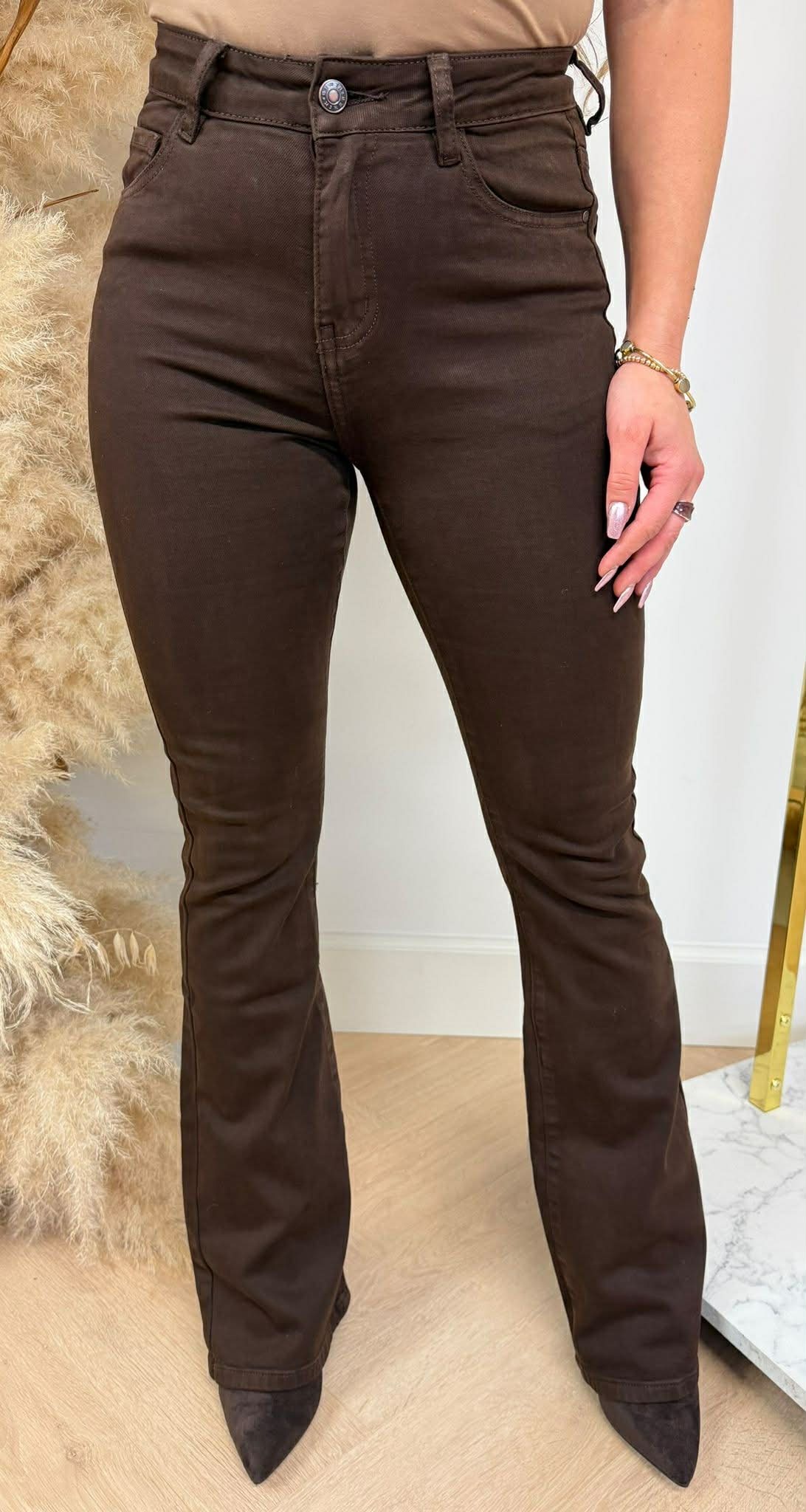 FLARED STRETCH JEANS 923-19 CHOCO