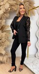 LACE SLEEVE CLASSY BLAZER 5119 BLACK LACE SLEEVE CLASSY BLAZER 5119 BLACK