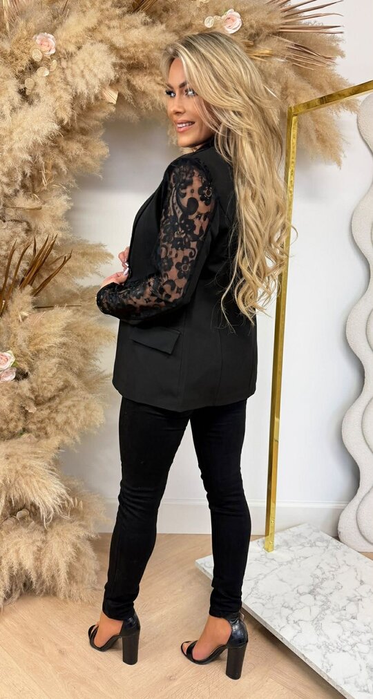 LACE SLEEVE CLASSY BLAZER 5119 BLACK LACE SLEEVE CLASSY BLAZER 5119 BLACK