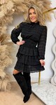 XMAS SHINY RUFFLE DRESS 4609 BLACK XMAS SHINY RUFFLE DRESS 4609 BLACK