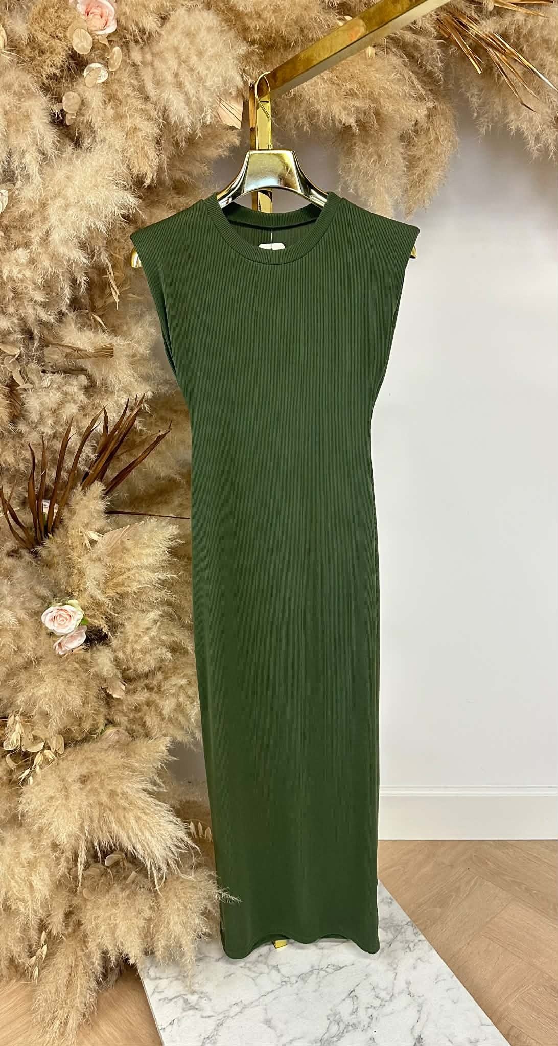 MAXI RIB DRESS ARMYGREEN