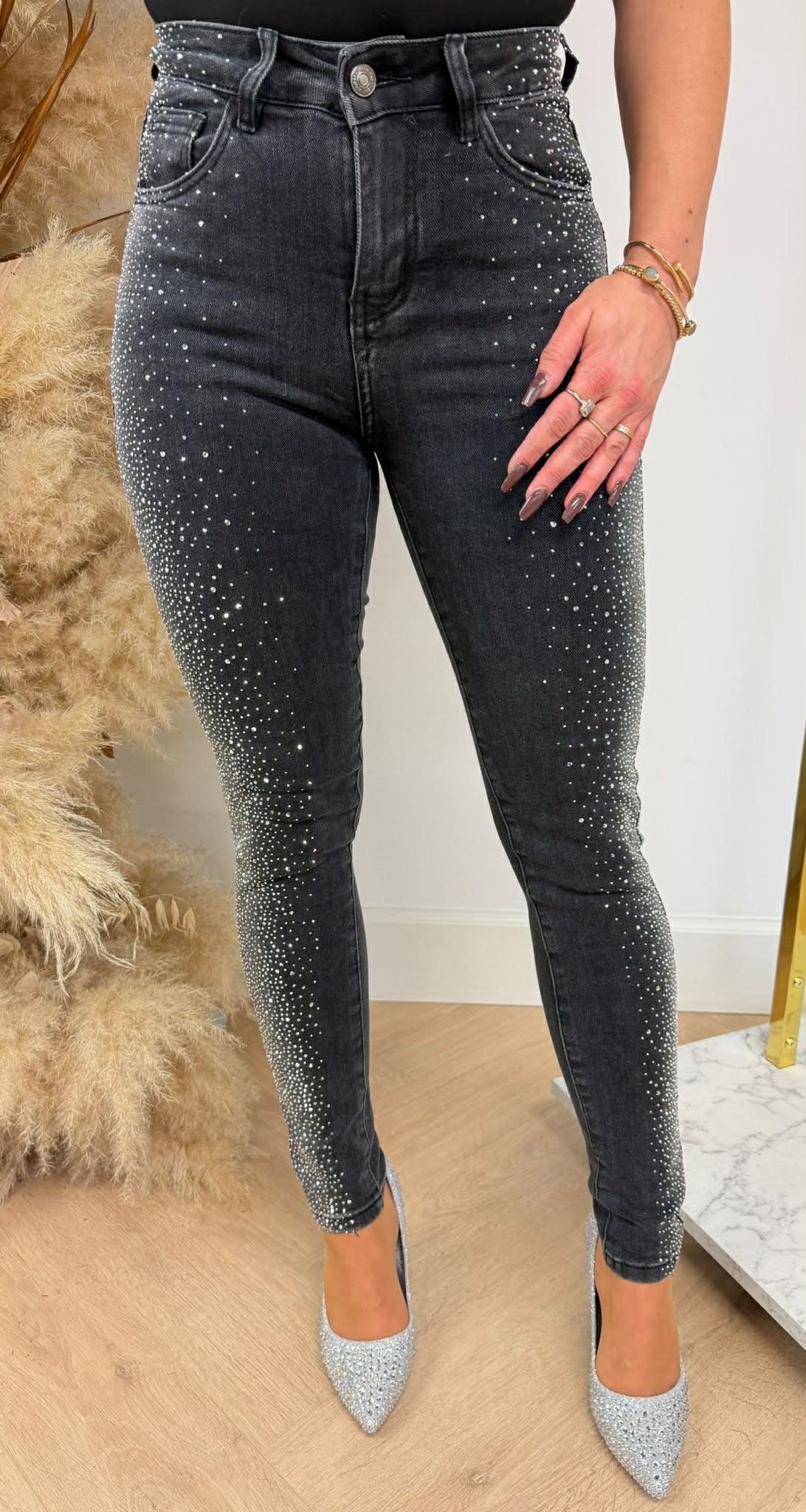 GLITTER SLIM FIT JEANS 980-3 GREY GLITTER SLIM FIT JEANS 980-3 GREY