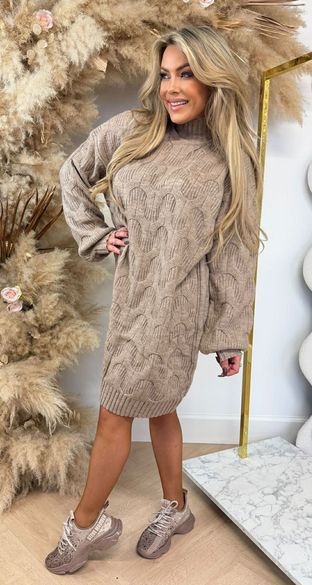 KABEL OVERSIZED DRESS 5566 TAUPE