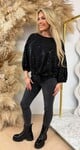 LANIKE SEQUIN KNOOP TOP BLACK LANIKE SEQUIN KNOOP TOP BLACK