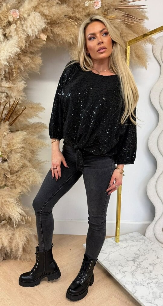 LANIKE SEQUIN KNOOP TOP BLACK LANIKE SEQUIN KNOOP TOP BLACK