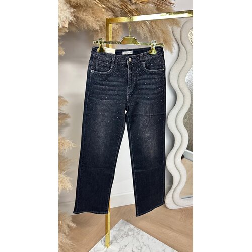SPARKLE STRAIGT LEG JEANS FR612 DARKGREY
