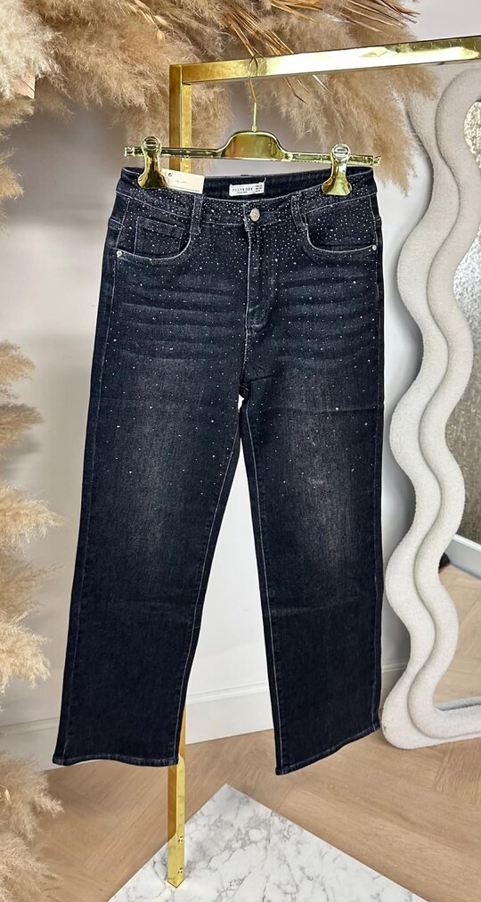 SPARKLE STRAIGT LEG JEANS FR612 DARKGREY