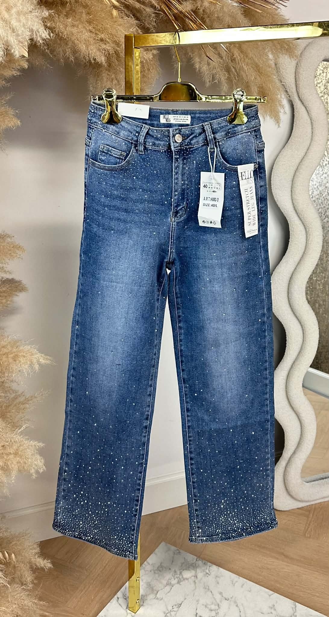 SPARKLE WIDE LEG JEANS 880-3 DENIMBLUE