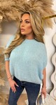 FAYE KNITTED SHORT SLEEVE SWEAT ICEBLUE FAYE KNITTED SHORT SLEEVE SWEAT ICEBLUE