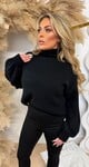 CROPPED BALLOON SLEEVE SWEAT BLACK CROPPED BALLOON SLEEVE SWEAT BLACK