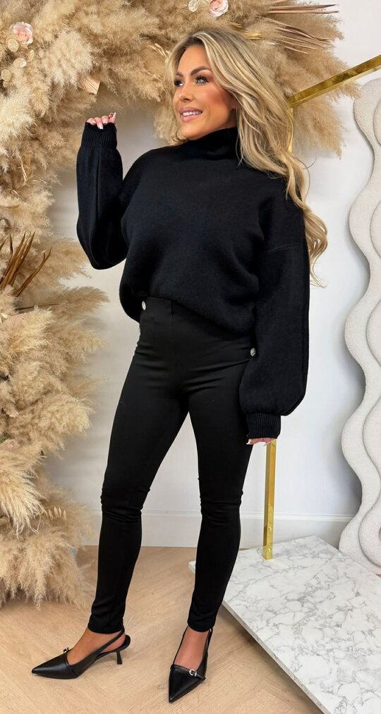 CROPPED BALLOON SLEEVE SWEAT BLACK CROPPED BALLOON SLEEVE SWEAT BLACK