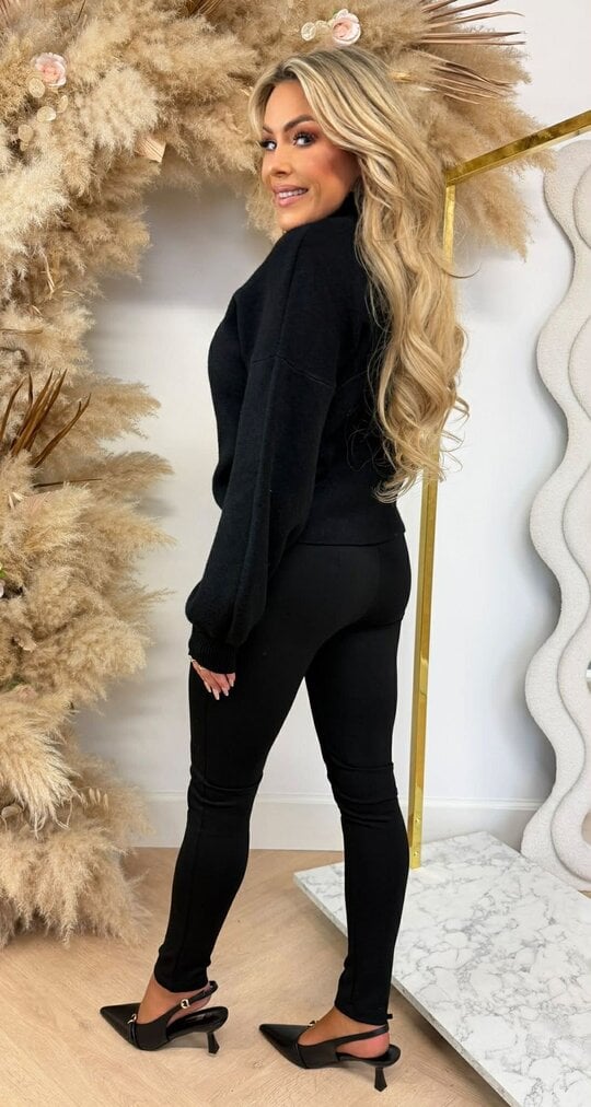 CROPPED BALLOON SLEEVE SWEAT BLACK CROPPED BALLOON SLEEVE SWEAT BLACK