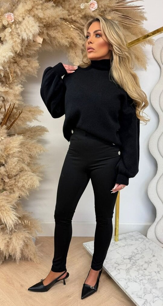 CROPPED BALLOON SLEEVE SWEAT BLACK CROPPED BALLOON SLEEVE SWEAT BLACK