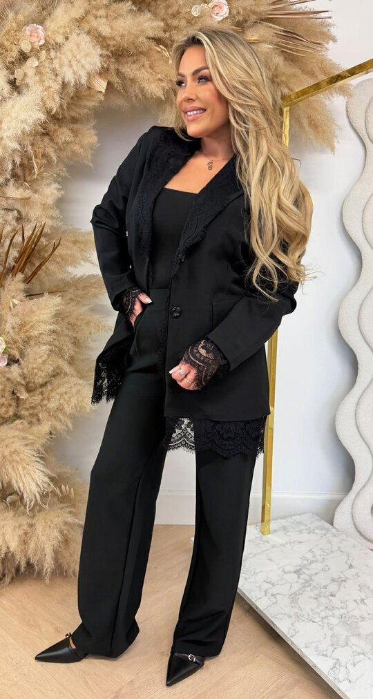 LACE DETAILS BLAZER BLACK LACE DETAILS BLAZER BLACK