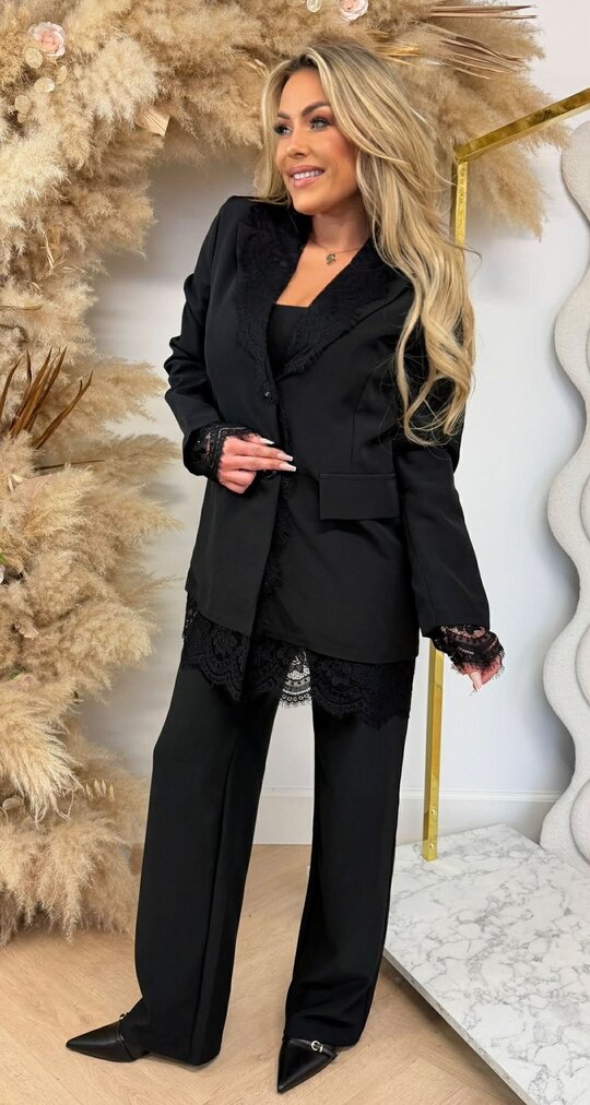 LACE DETAILS BLAZER BLACK LACE DETAILS BLAZER BLACK