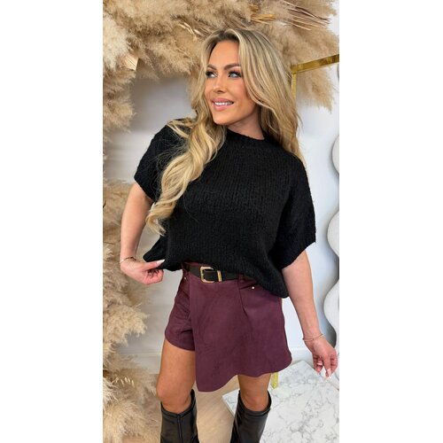 FAYE KNITTED SHORT SLEEVE SWEAT BLACK FAYE KNITTED SHORT SLEEVE SWEAT BLACK