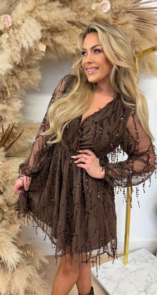 PARTY PAILLETTEN DRESS 1195 CHOCO