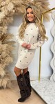 ALL OVER BOW DRESS AM976 TAUPE ALL OVER BOW DRESS AM976 TAUPE