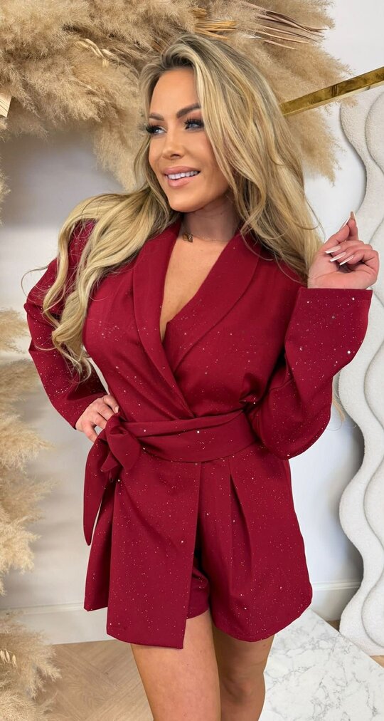 YUNA SPARKLE PLAYSUIT RED YUNA SPARKLE PLAYSUIT RED