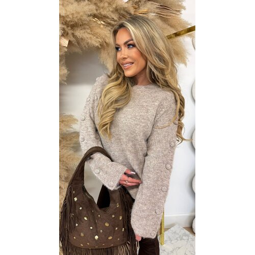 BUTTON SLEEVE SWEAT 25003 TAUPE