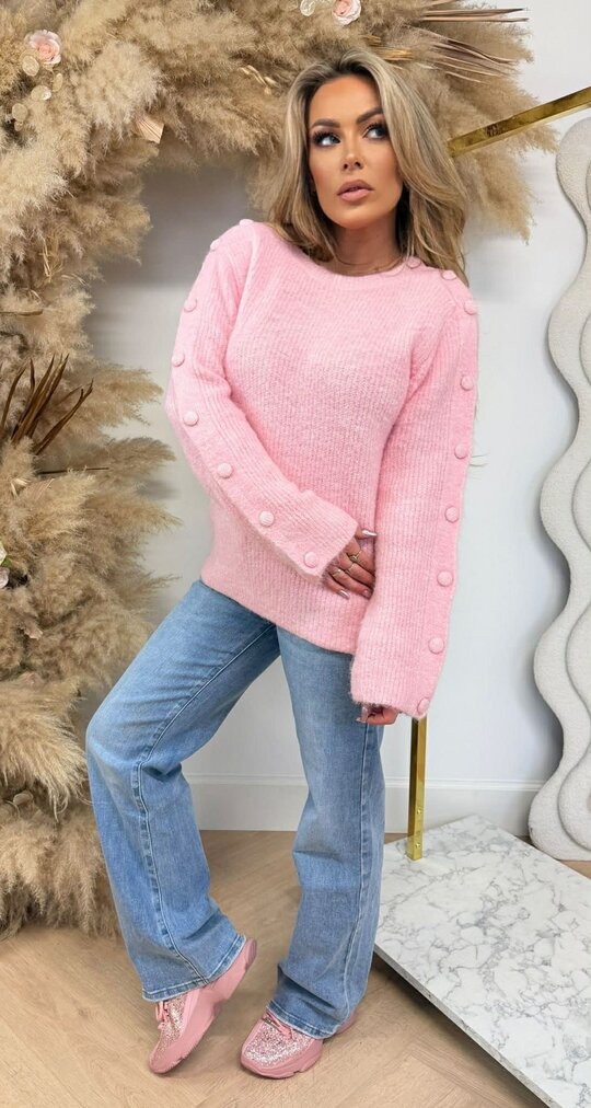 BUTTON SLEEVE SWEAT 25003 PINK BUTTON SLEEVE SWEAT 25003 PINK