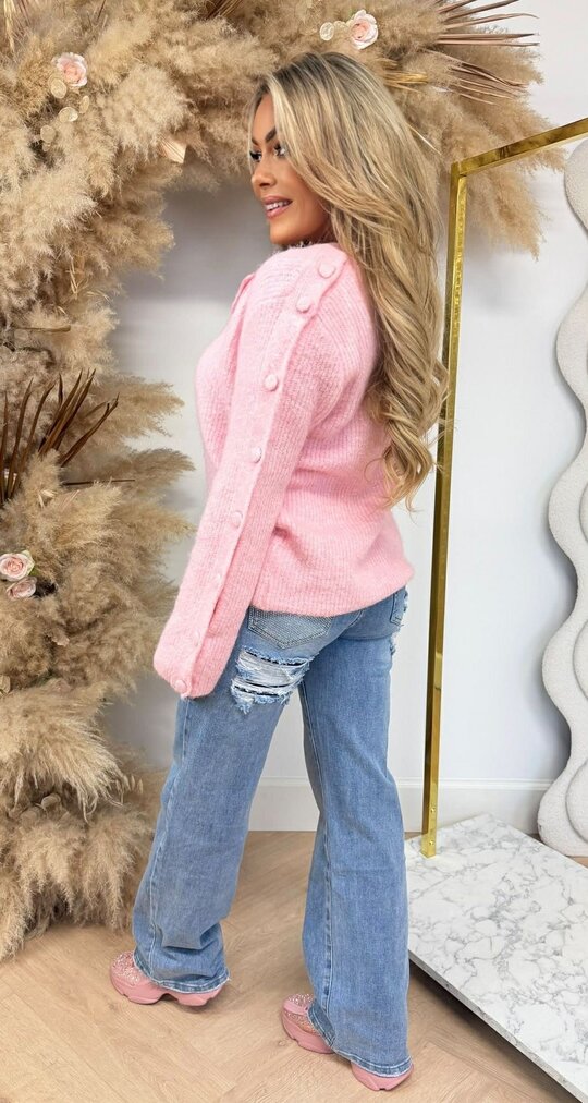 BUTTON SLEEVE SWEAT 25003 PINK BUTTON SLEEVE SWEAT 25003 PINK
