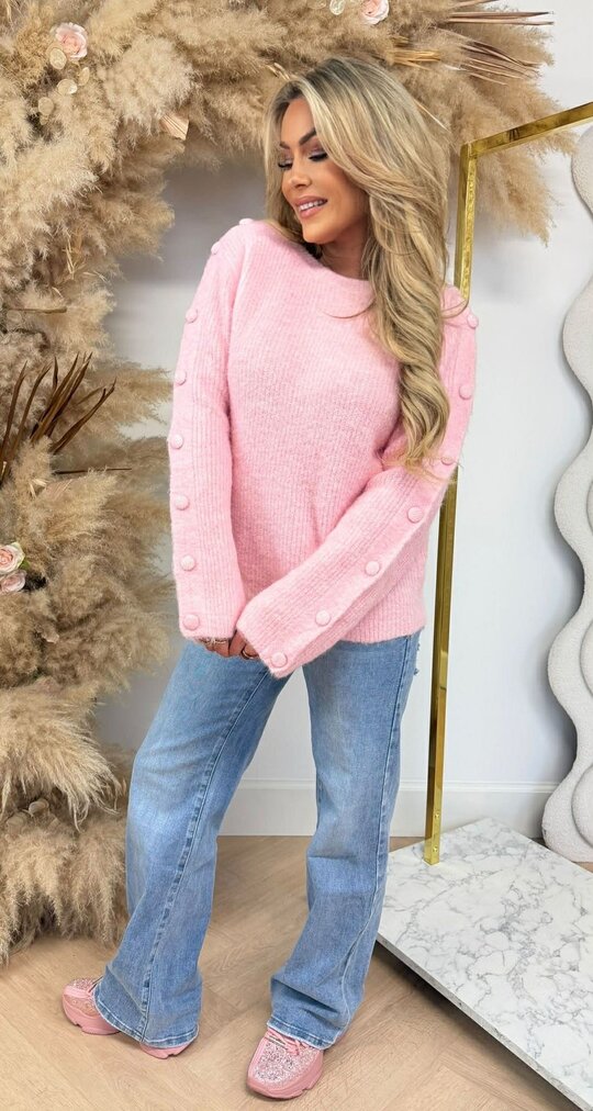 BUTTON SLEEVE SWEAT 25003 PINK BUTTON SLEEVE SWEAT 25003 PINK