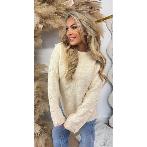 BUTTON SLEEVE SWEAT 25003 BEIGE
