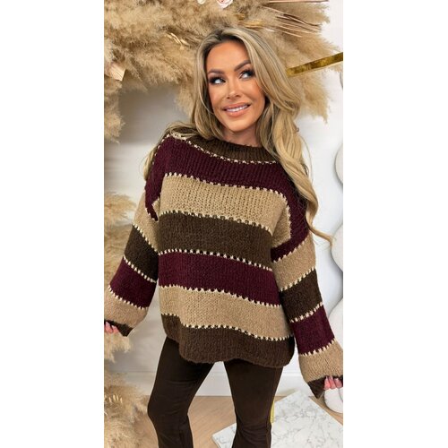 STRIPE LUREX STIKSEL TRUI CHOCO/BORDEAUX