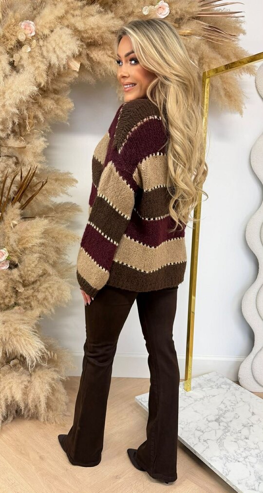STRIPE LUREX STIKSEL TRUI CHOCO/BORDEAUX STRIPE LUREX STIKSEL TRUI CHOCO/BORDEAUX