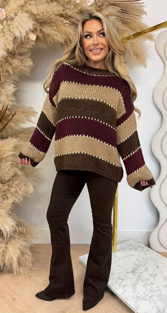 STRIPE LUREX STIKSEL TRUI CHOCO/BORDEAUX STRIPE LUREX STIKSEL TRUI CHOCO/BORDEAUX