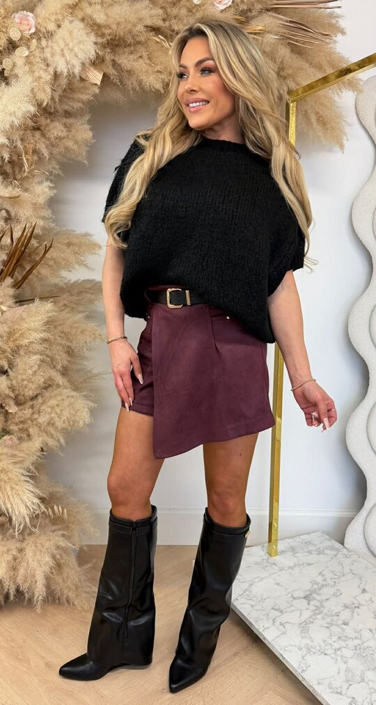 FAYE KNITTED SHORT SLEEVE SWEAT BLACK FAYE KNITTED SHORT SLEEVE SWEAT BLACK