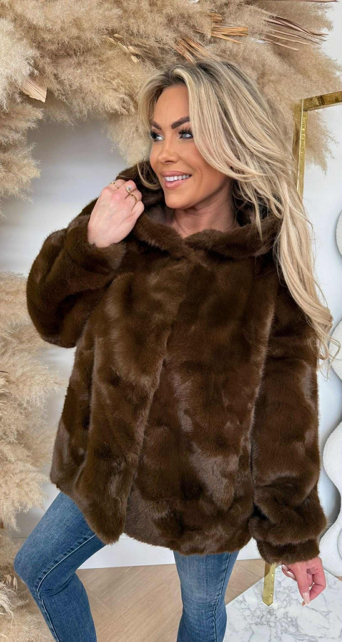 FAUX FUR JACKET 1096 COFFEE