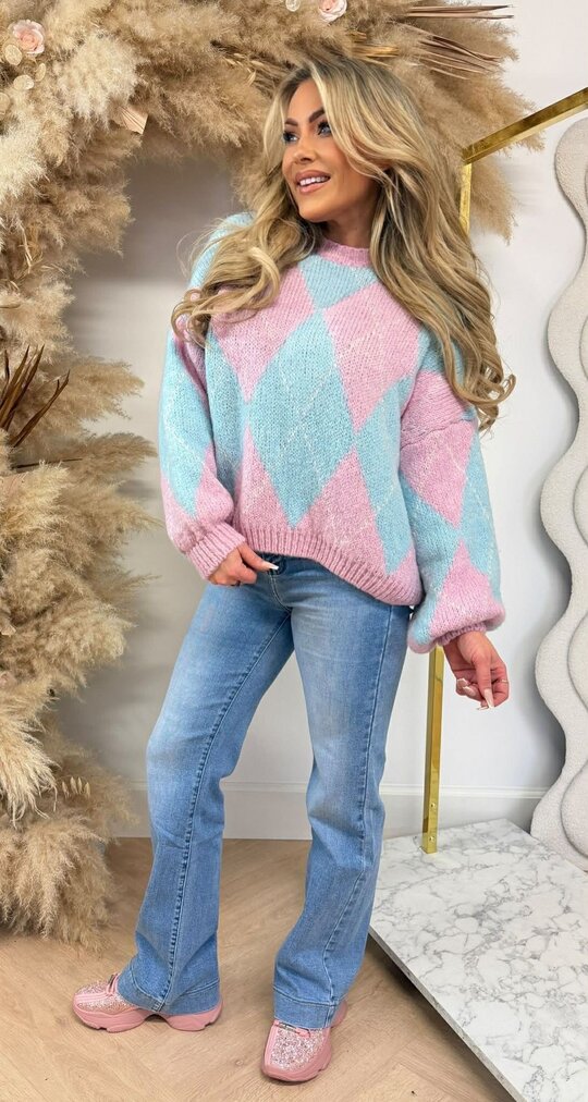 SWEET TRICOT SWEAT PINK/BLUE