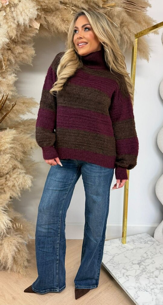 KOL STRIPE SWEAT 1944 BURGUNDY KOL STRIPE SWEAT 1944 BURGUNDY