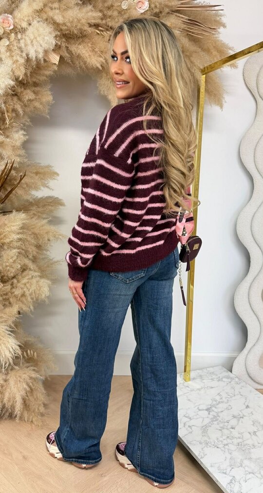 STRIPE SWEAT 1837 BURGUNDY/ROSE