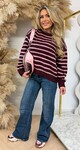 STRIPE SWEAT 1837 BURGUNDY/ROSE
