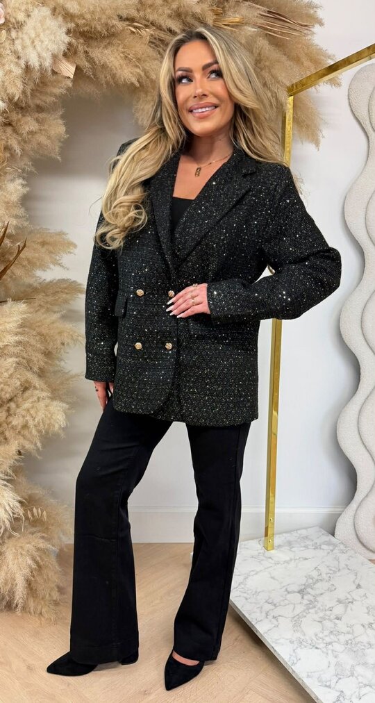 TWEED GOLDIE SEQUIN BLAZER BLACK/GOLD TWEED GOLDIE SEQUIN BLAZER BLACK/GOLD