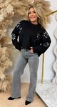 FLOWER SEQUIN SWEAT 5682 BLACK FLOWER SEQUIN SWEAT 5682 BLACK