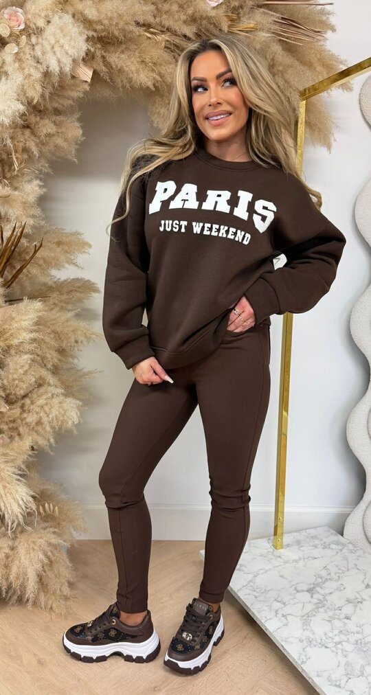 PARIS JUST WEEKEND FLEECE SWEAT *L* CHOCO PARIS JUST WEEKEND FLEECE SWEAT *L* CHOCO